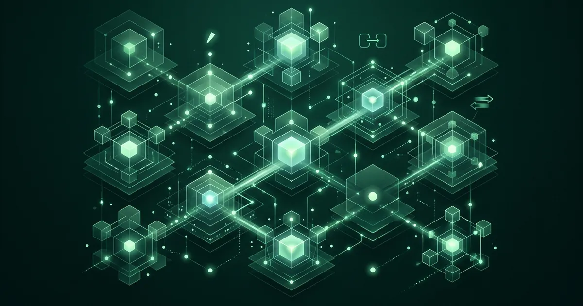Ilustração abstrata em verde esmeralda: blocos de texto se organizando em fichas numeradas sobre fundo claro