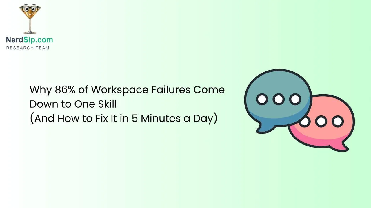 Bar chart showing workplace failure causes dominated by one towering column representing communication skills
