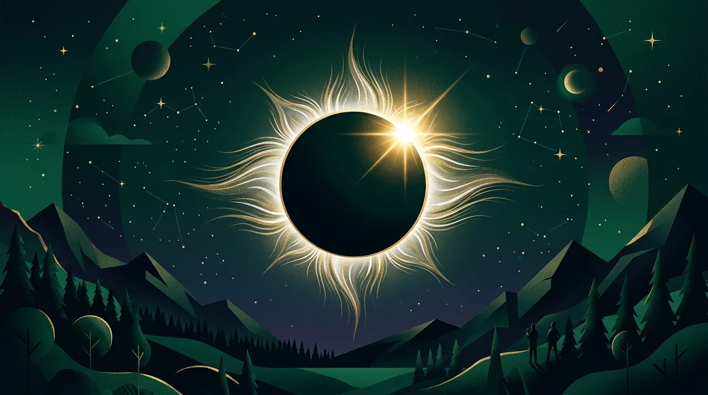 Totale Sonnenfinsternis mit Korona und Diamantring-Effekt