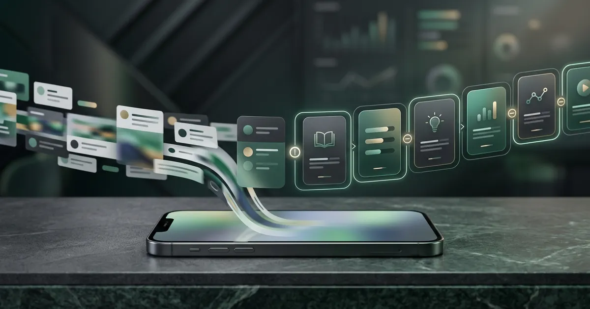 Endloser Handy-Feed, der sich in einen strukturierten Lernpfad verwandelt