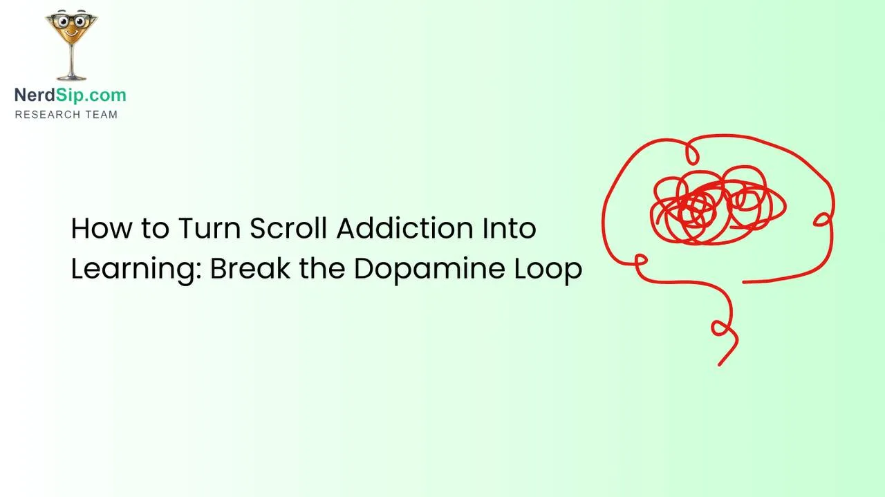 Dopamine reward loop diagram showing the shift from social media scrolling to productive microlearning